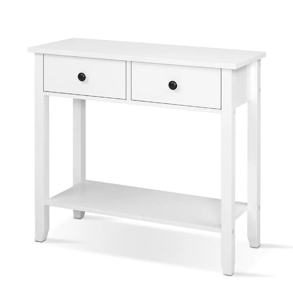Artiss Console Table 2 Drawers 80CM White Chole - Furniture > Office > Desks