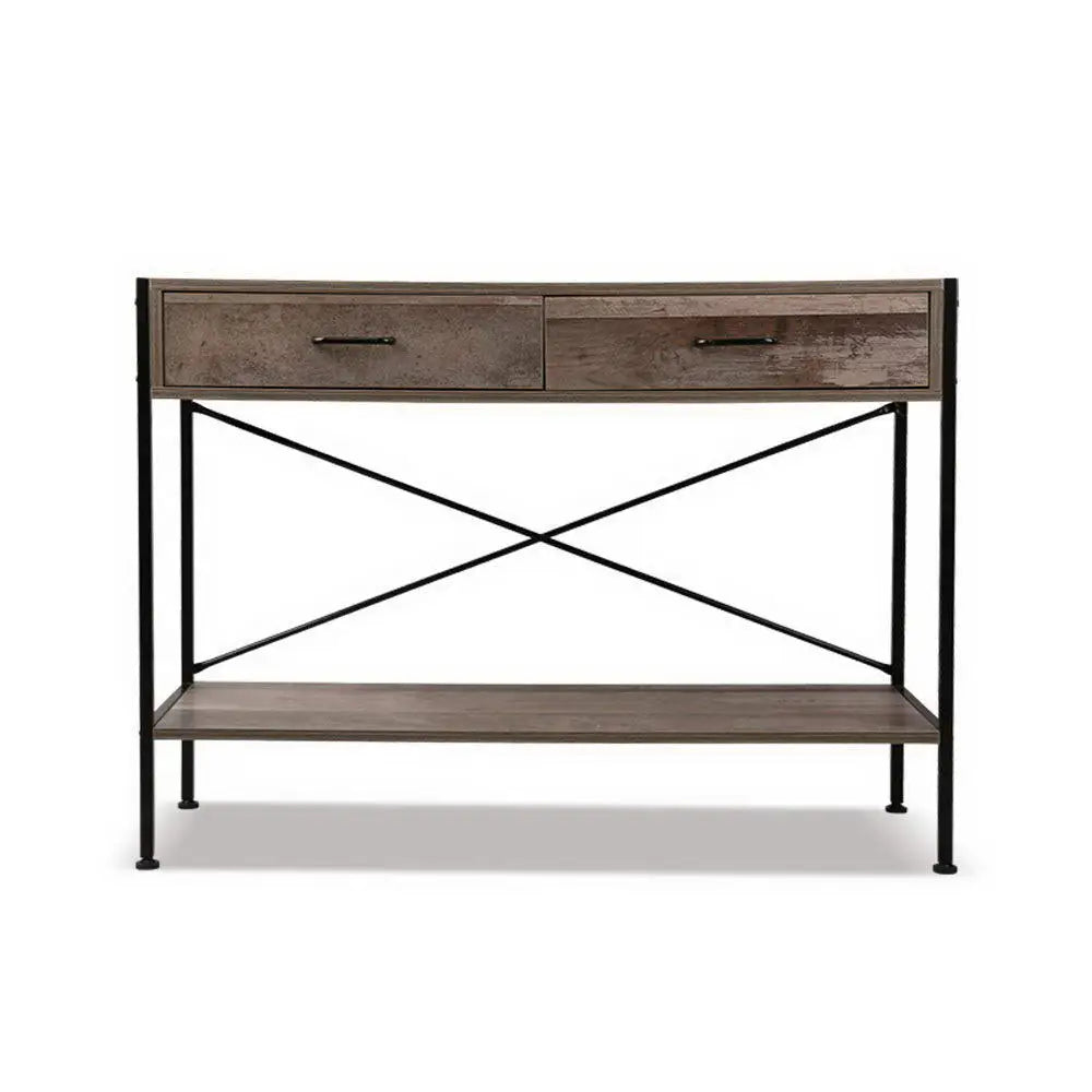 Artiss Console Table 2 Drawers Walnut Marconi - Furniture > Living Room