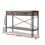 Artiss Console Table 2 Drawers Walnut Marconi - Furniture > Living Room