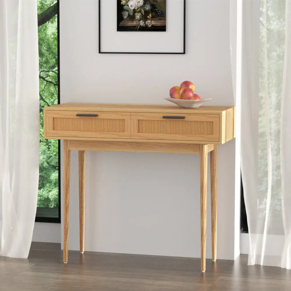 Artiss Console Table 2 Rattan Drawers - Furniture > Living Room