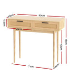 Artiss Console Table 2 Rattan Drawers - Furniture > Living Room