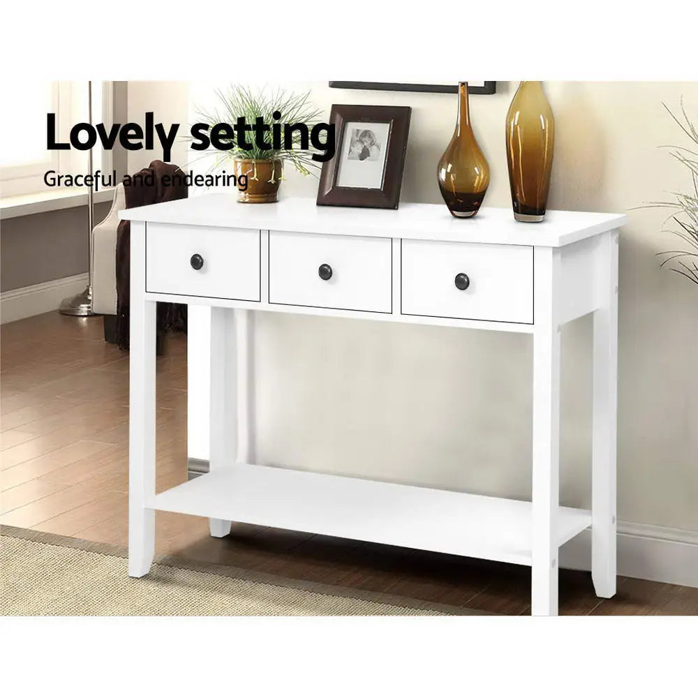 Artiss Console Table 3 Drawers 100CM White Chole - Furniture > Living Room