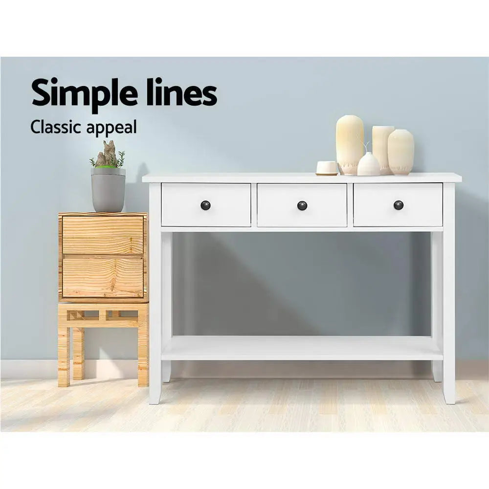 Artiss Console Table 3 Drawers 100CM White Chole - Furniture > Living Room