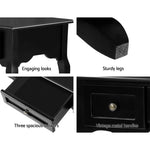 Artiss Console Table 3 Drawers Black Hamptons - Furniture > Bedroom