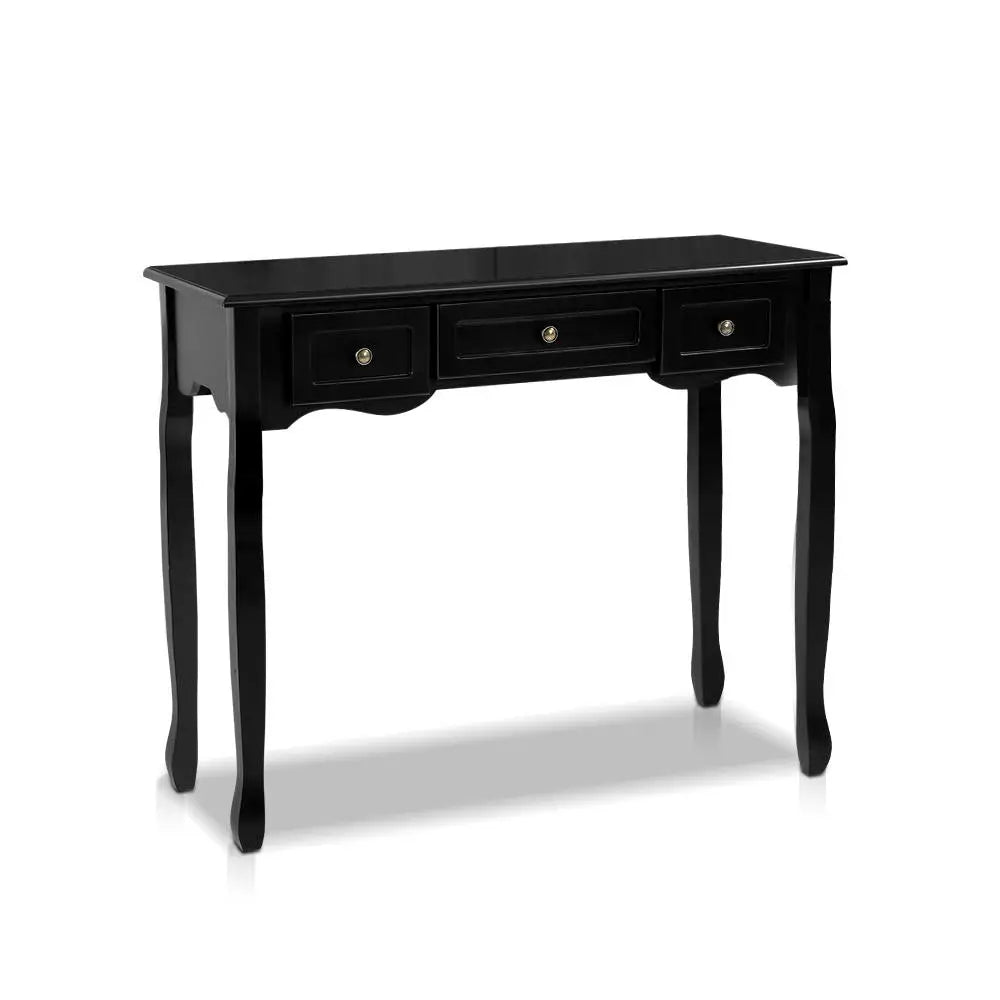 Artiss Console Table 3 Drawers Black Hamptons - Furniture > Bedroom