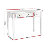 Artiss Console Table 3 Drawers White Hamptons - Furniture > Bedroom