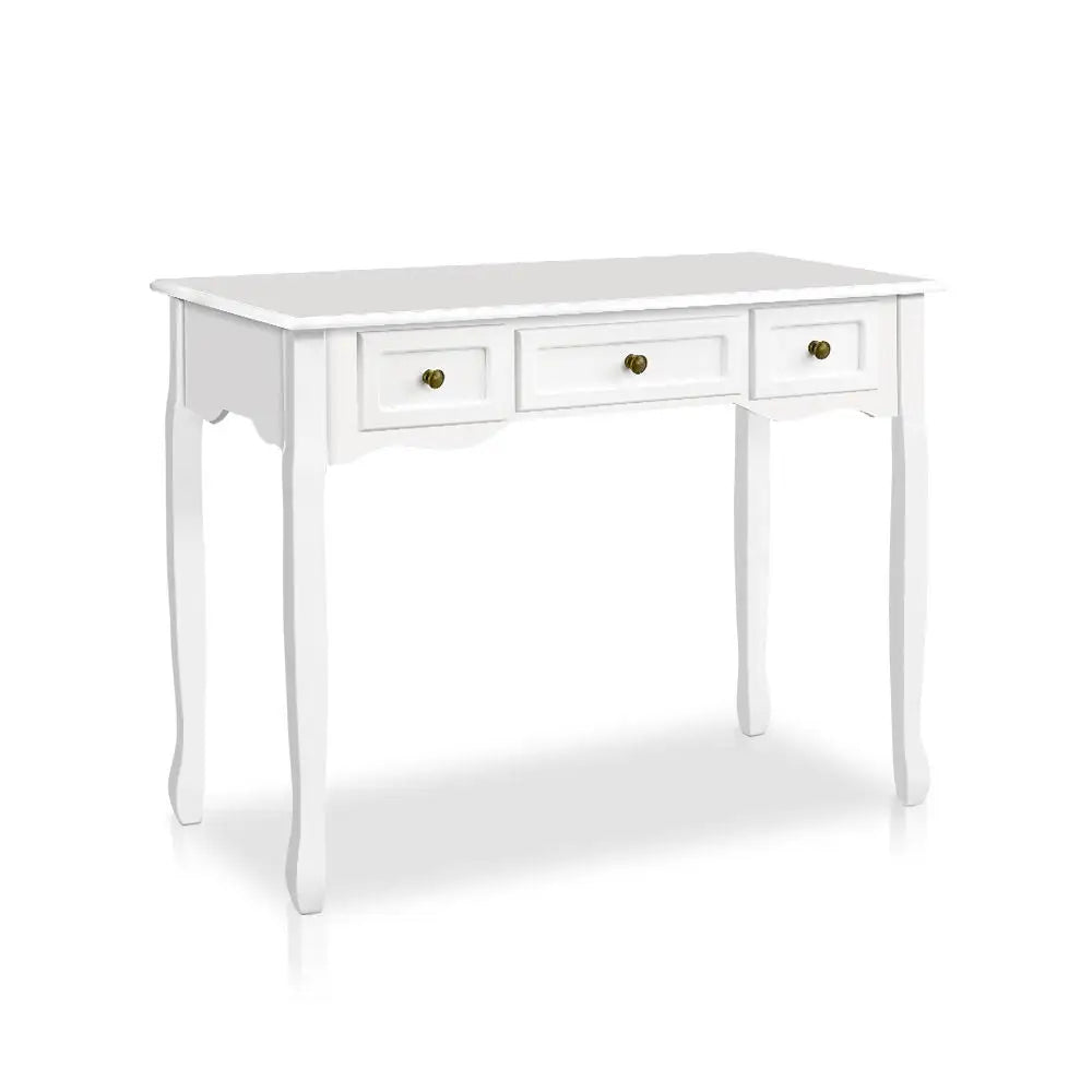 Artiss Console Table 3 Drawers White Hamptons - Furniture > Bedroom