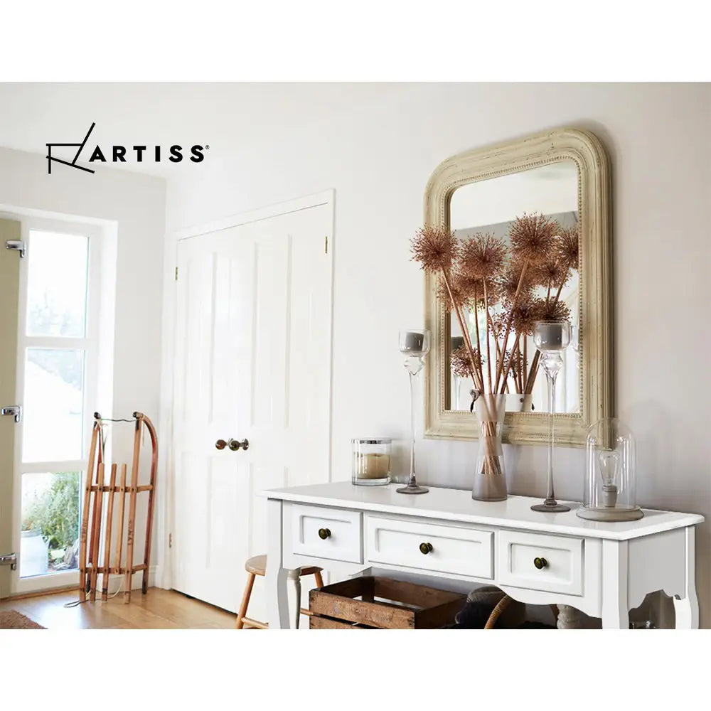 Artiss Console Table 3 Drawers White Hamptons - Furniture > Bedroom