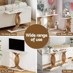Artiss Console Table Marble Effect White&Gold - Furniture > Living Room > Side Tables