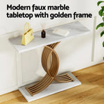 Artiss Console Table Marble Effect White&Gold - Furniture > Living Room > Side Tables