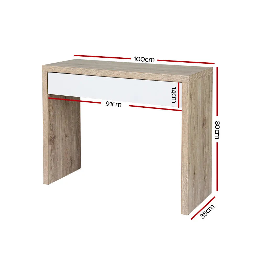 Artiss Console Table Storage Drawer Jory White Pine - Furniture > Living Room