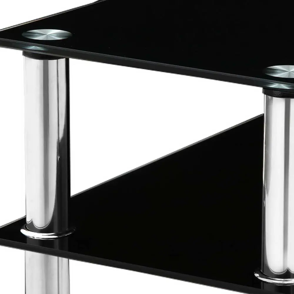 Artiss Console Table Tempered Glass Black - Furniture > Living Room