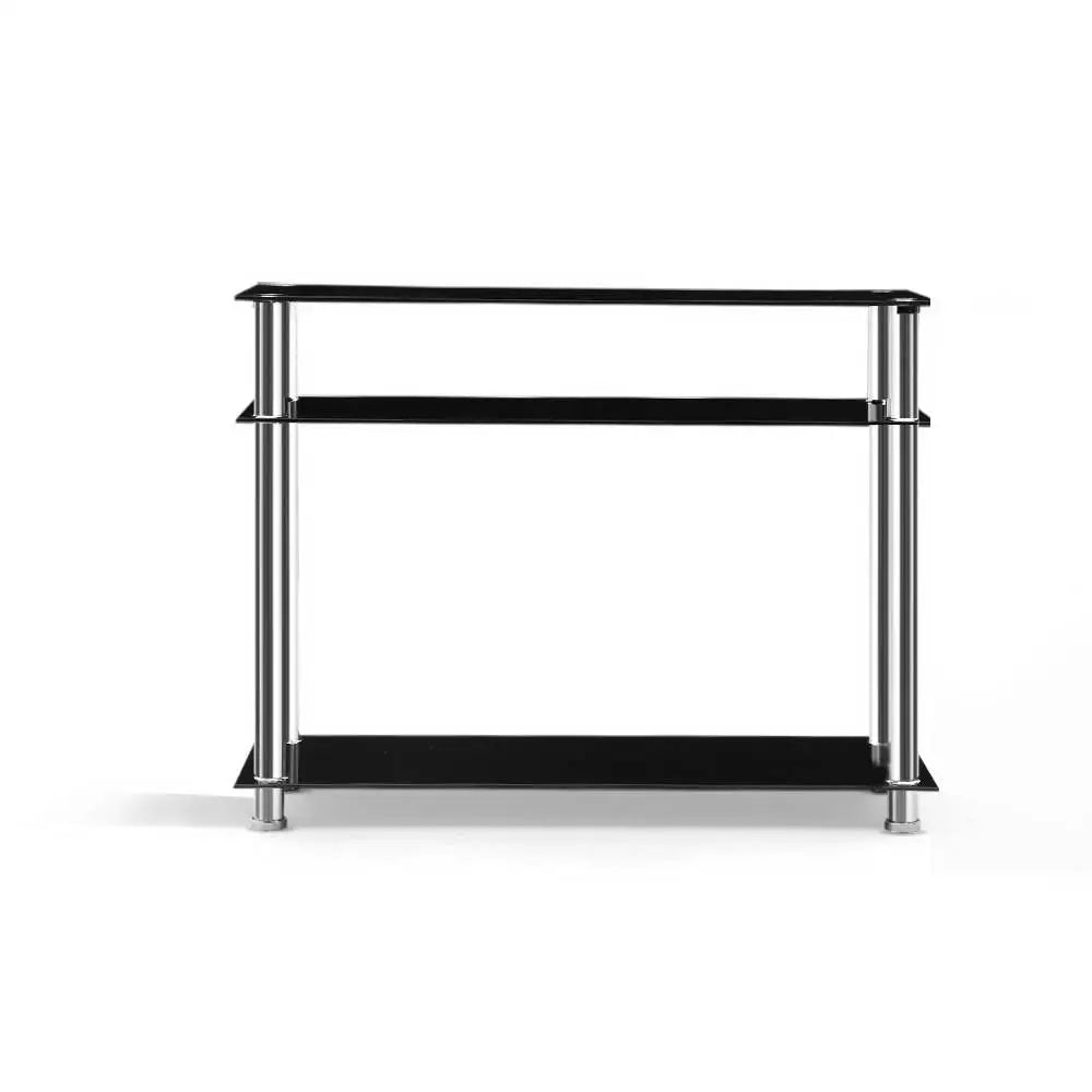 Artiss Console Table Tempered Glass Black - Furniture > Living Room