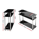 Artiss Console Table Tempered Glass Black - Furniture > Living Room