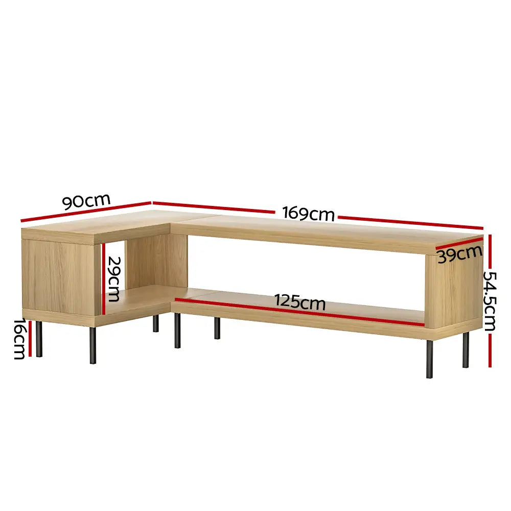Artiss Corner Entertainment Unit TV Display Storage Shelf Wooden Pine - Furniture > Living Room