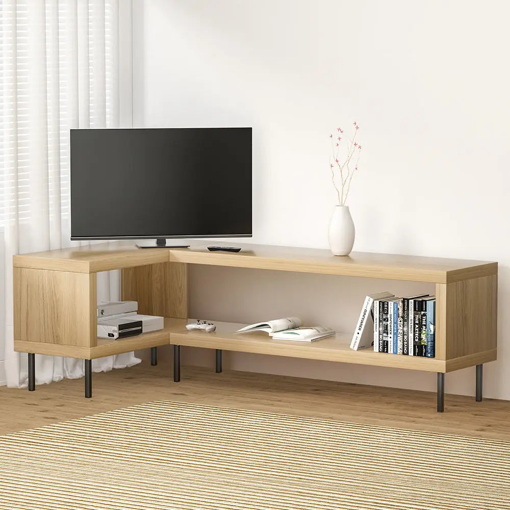 Artiss Corner Entertainment Unit TV Display Storage Shelf Wooden Pine - Furniture > Living Room