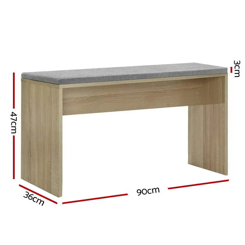 Artiss Dining Bench NATU Upholstery Seat Stool Chair Cushion Kitchen Furniture Oak 90cm - Furniture > Dining
