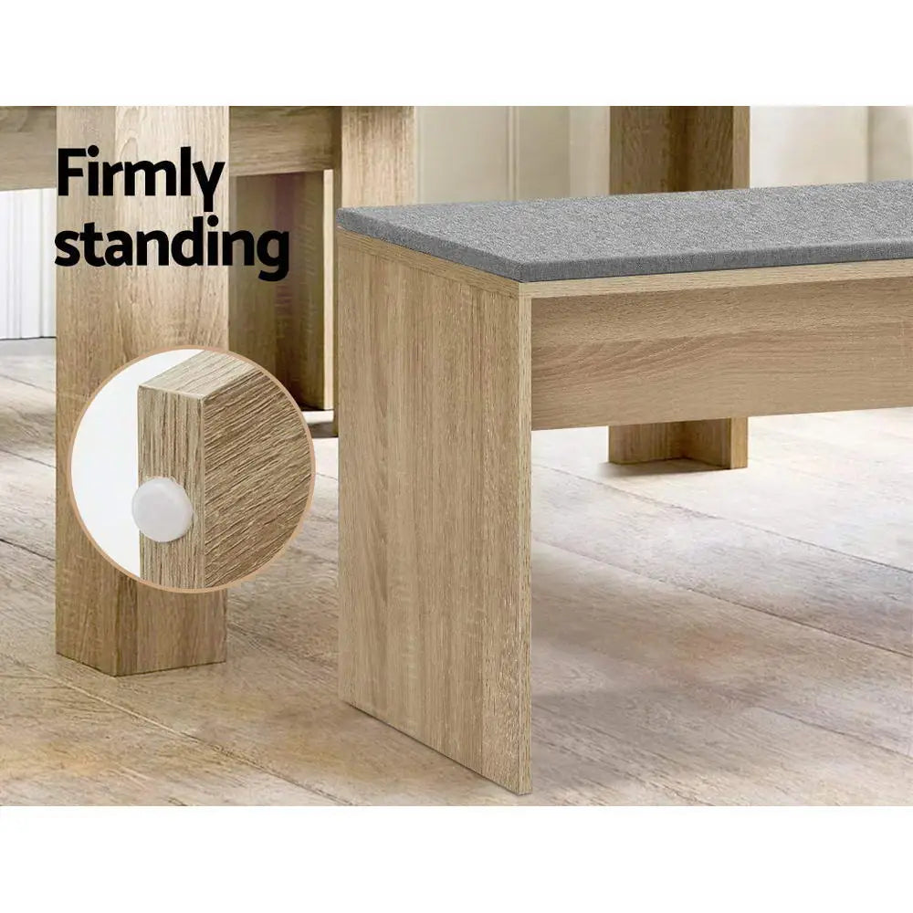 Artiss Dining Bench NATU Upholstery Seat Stool Chair Cushion Kitchen Furniture Oak 90cm - Furniture > Dining