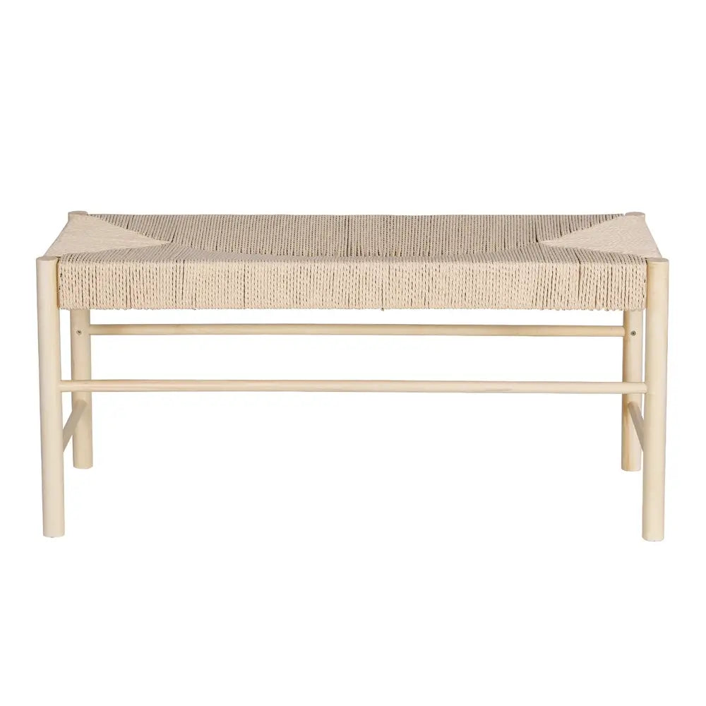 Artiss Dining Bench Paper Rope Seat Stool Chair Wooden Furniture Natural 100cm - Furniture > Dining