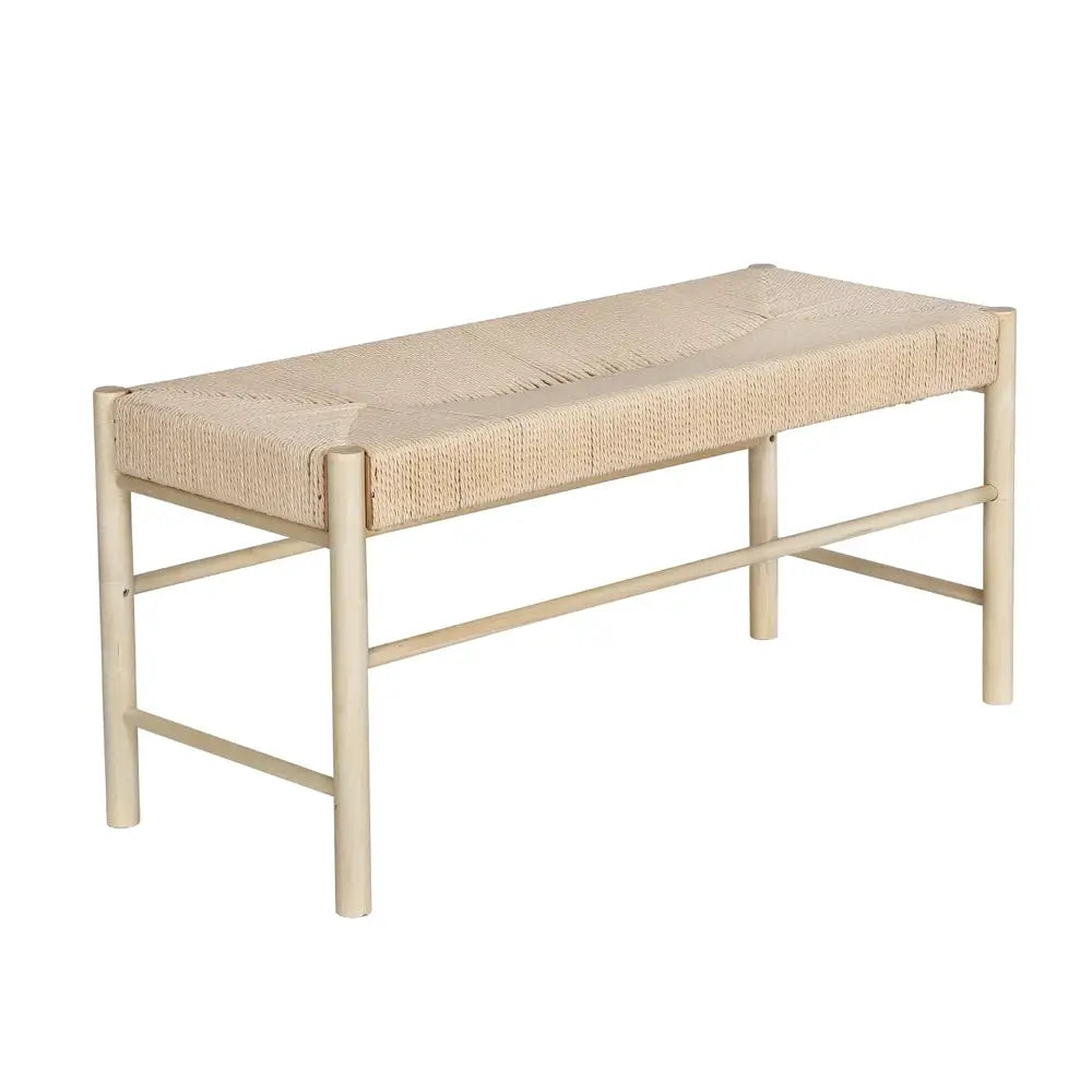 Artiss Dining Bench Paper Rope Seat Stool Chair Wooden Furniture Natural 100cm - Furniture > Dining