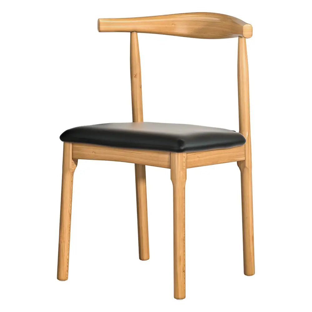 Artiss Dining Chair Rubber Wood Leather Seat Black - Furniture > Office > Office & Desk Chairs