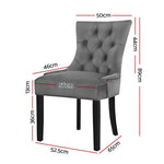 Artiss Dining Chair Set of 2 Velvet Grey French Cayes - Furniture > Dining