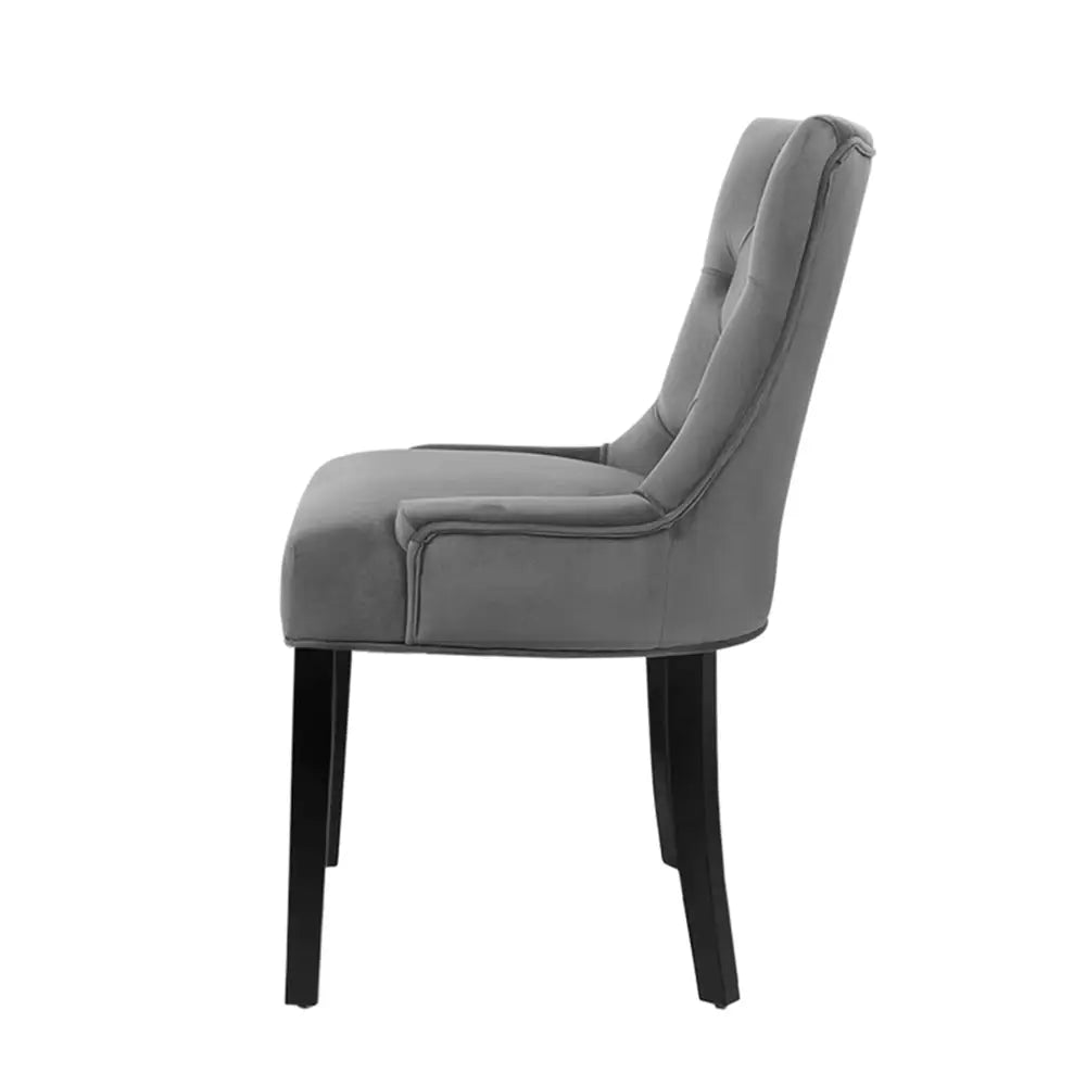 Artiss Dining Chair Set of 2 Velvet Grey French Cayes - Furniture > Dining
