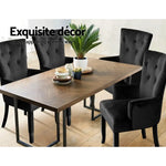 Artiss Dining Chair Velvet Black French Cayes - Furniture > Dining