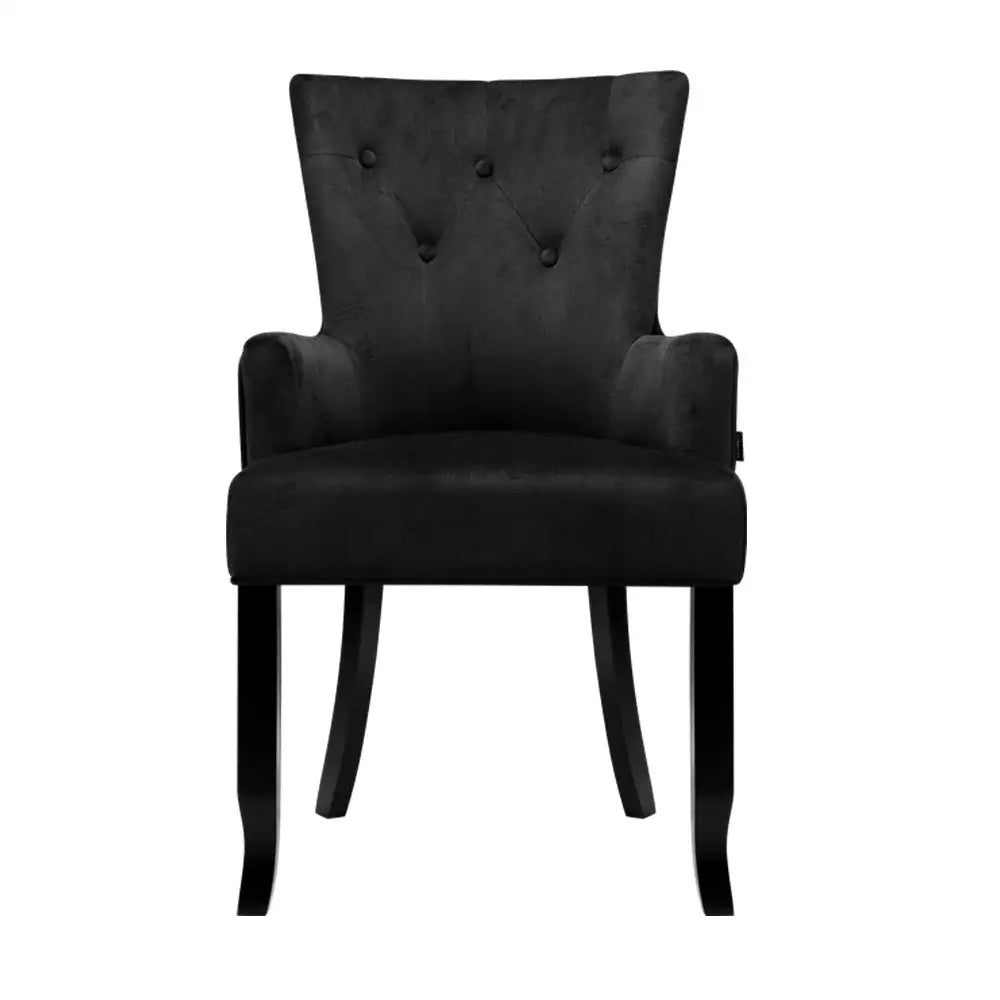 Artiss Dining Chair Velvet Black French Cayes - Furniture > Dining