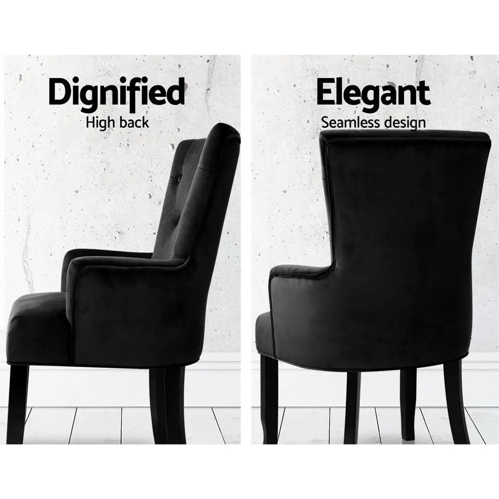 Artiss Dining Chair Velvet Black French Cayes - Furniture > Dining