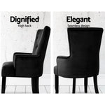 Artiss Dining Chair Velvet Black French Cayes - Furniture > Dining