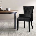 Artiss Dining Chair Velvet Black French Cayes - Furniture > Dining