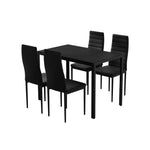 Artiss Dining Chairs and Table Dining Set 4 Chair Set Of 5 Black - Furniture > Dining