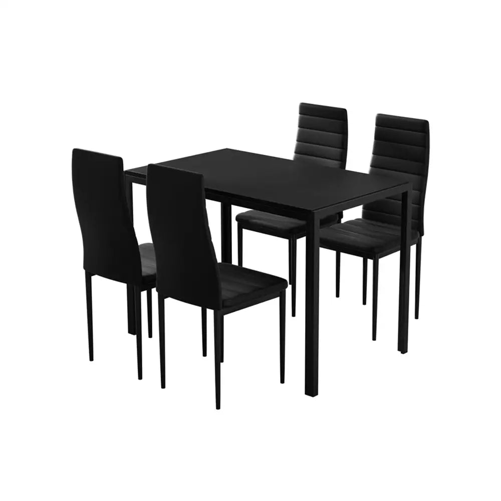 Artiss Dining Chairs and Table Dining Set 4 Chair Set Of 5 Black - Furniture > Dining