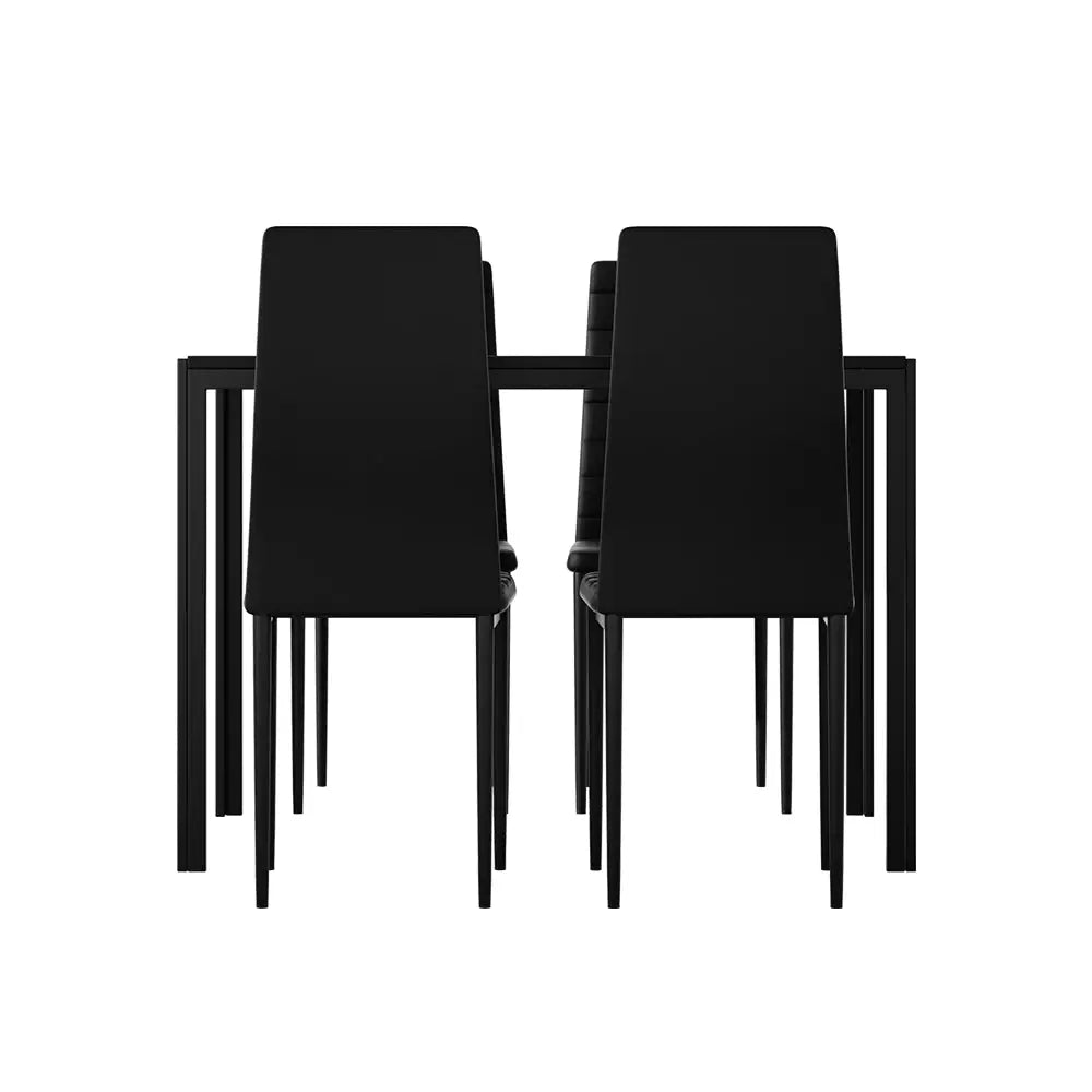 Artiss Dining Chairs and Table Dining Set 4 Chair Set Of 5 Black - Furniture > Dining