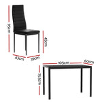 Artiss Dining Chairs and Table Dining Set 4 Chair Set Of 5 Black - Furniture > Dining
