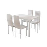 Artiss Dining Chairs and Table Dining Set 4 Chair Set Of 5 White - Furniture > Dining > Dining Set