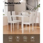 Artiss Dining Chairs and Table Dining Set 4 Chair Set Of 5 White - Furniture > Dining > Dining Set