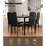 Artiss Dining Chairs and Table Dining Set 6 Chair Set Of 7 Black - Furniture > Dining
