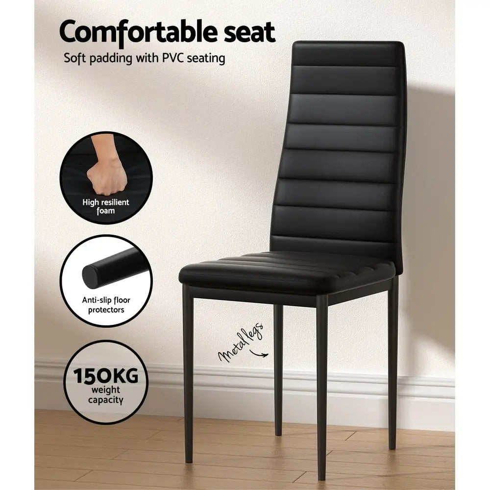 Artiss Dining Chairs and Table Dining Set 6 Chair Set Of 7 Black - Furniture > Dining