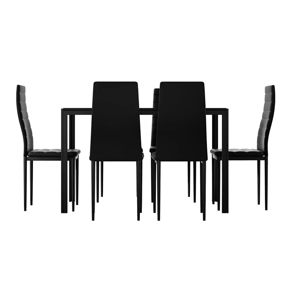 Artiss Dining Chairs and Table Dining Set 6 Chair Set Of 7 Black - Furniture > Dining