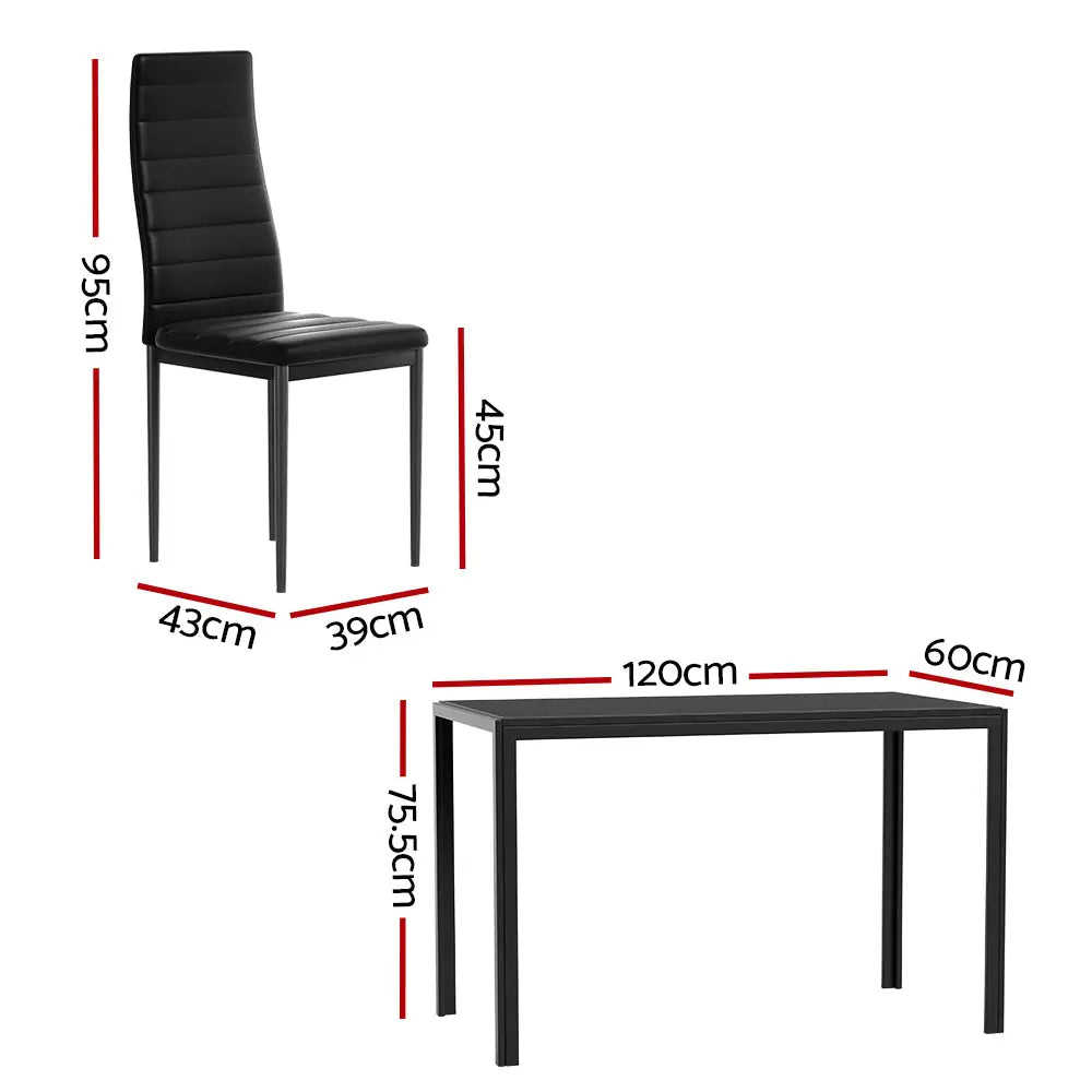 Artiss Dining Chairs and Table Dining Set 6 Chair Set Of 7 Black - Furniture > Dining
