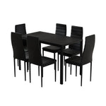 Artiss Dining Chairs and Table Dining Set 6 Chair Set Of 7 Black - Furniture > Dining