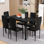 Artiss Dining Chairs and Table Dining Set 6 Chair Set Of 7 Black - Furniture > Dining