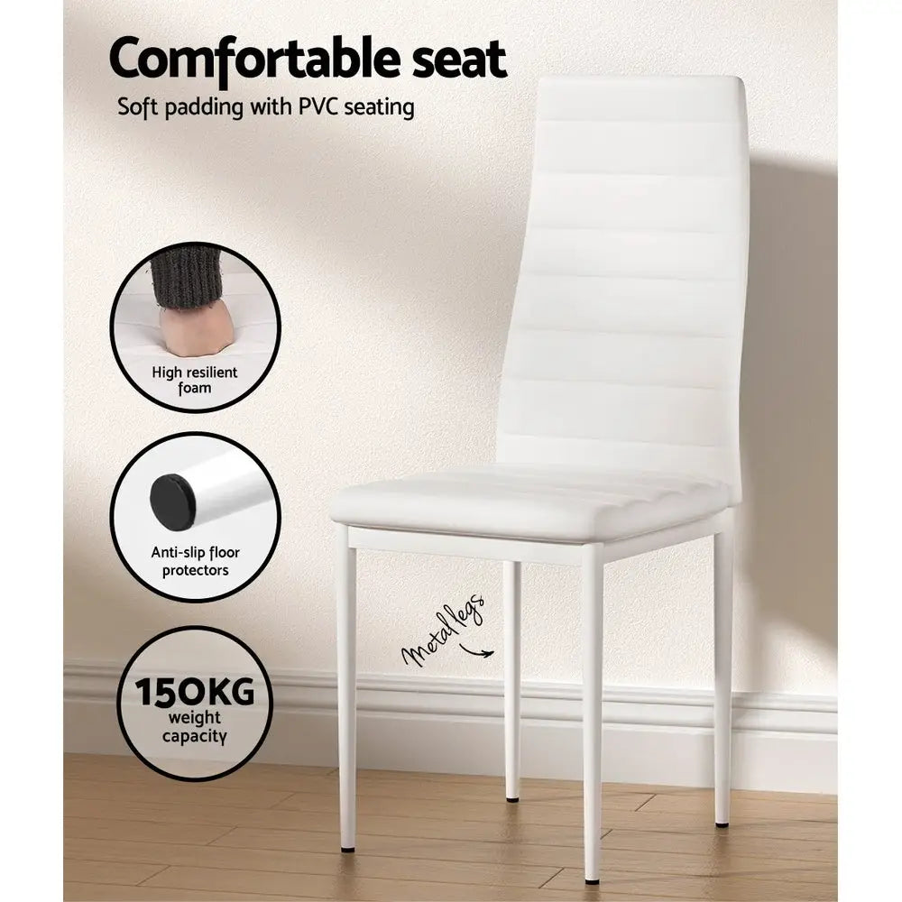 Artiss Dining Chairs and Table Dining Set 6 Chair Set Of 7 White - Furniture > Dining