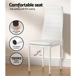 Artiss Dining Chairs and Table Dining Set 6 Chair Set Of 7 White - Furniture > Dining