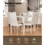 Artiss Dining Chairs and Table Dining Set 6 Chair Set Of 7 White - Furniture > Dining