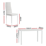 Artiss Dining Chairs and Table Dining Set 6 Chair Set Of 7 White - Furniture > Dining