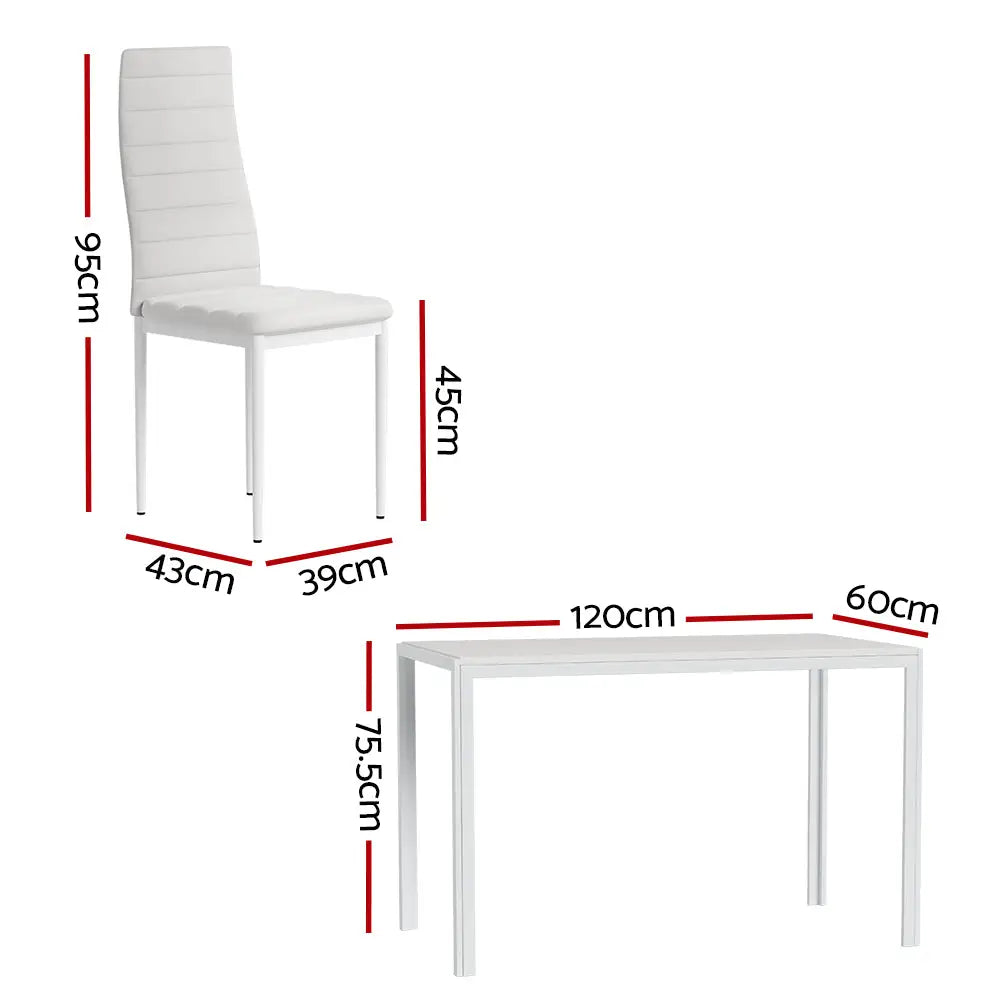 Artiss Dining Chairs and Table Dining Set 6 Chair Set Of 7 White - Furniture > Dining