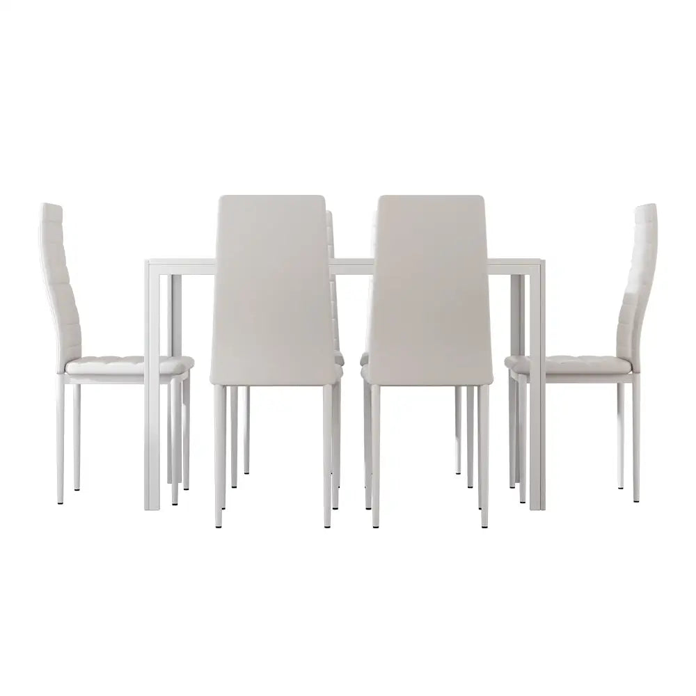 Artiss Dining Chairs and Table Dining Set 6 Chair Set Of 7 White - Furniture > Dining